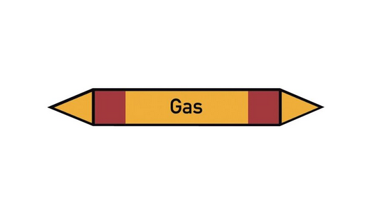 Rohrleitungskennzeichnung, 37 x 270 mm, Gas, VPE: 5 Stk