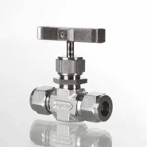 Nadelventil, Edelstahl, NV-Serie, max.: 340 bar, PTFE, 4,3mm Bohrung, 6mm Klemmring, Winkelausführung, Regulierspindel,